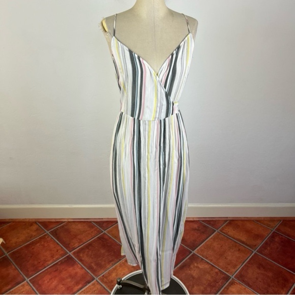 LOFT BEACH Striped Wrap Maxi Dress White Small